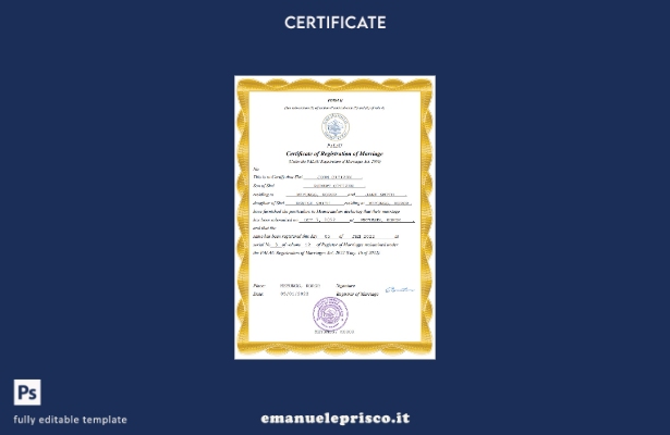 Certificato di matrimonio Palau in stile verificato Modello Word e PDF